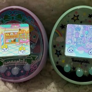 Purple wonder-garden and green magic tamagotchi ON’s.